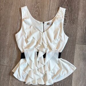 Francesca's Collections White Ruffled Blouse